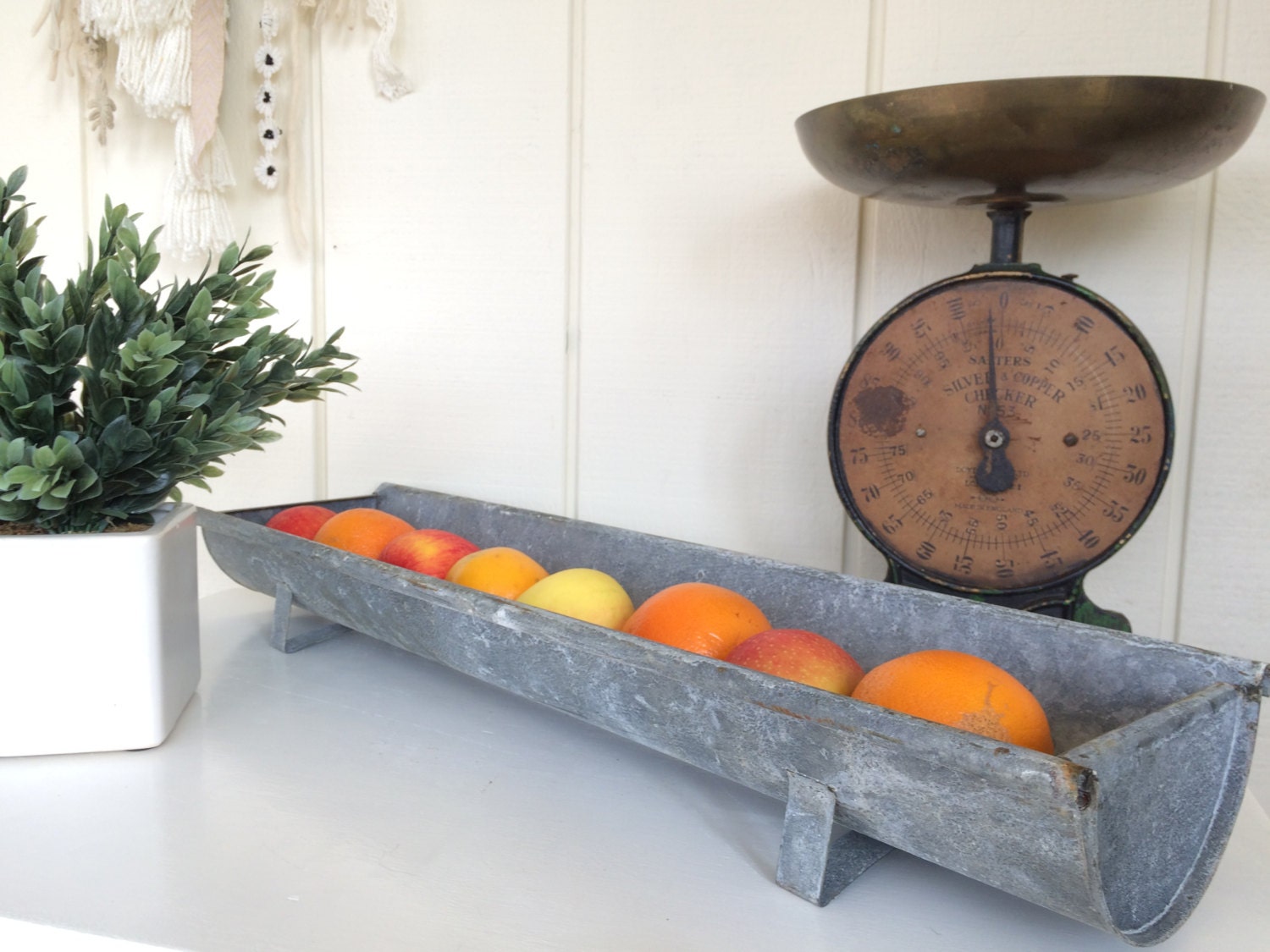 Metal Galvanized Table TROUGH Centerpiece by KitAndCaboodleSupply