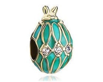 Faberge Bead, Green Charm, Large Hole Bead, European Bead, Charm Bead, Add a Bead, Charm Bracelet, European Charm, Big Hole Bead, Peridot
