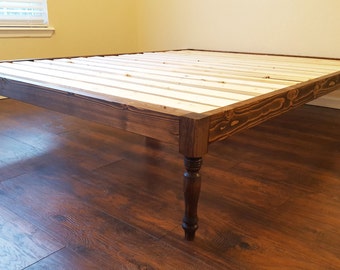 Platform Bed, Bohemian Bed, Turned Leg Bed, Turned Leg Platform Bed, Bohemian Style, Low Profile Bed, Boho Bed, Boho