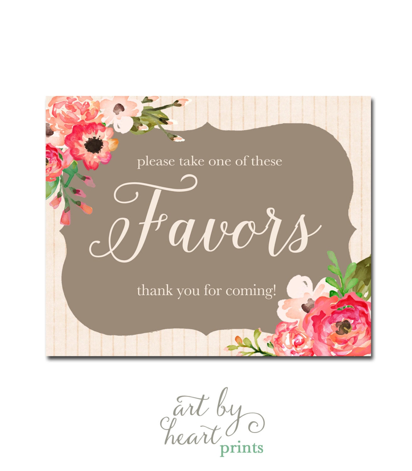 Favors Sign / Baby Shower Favors Sign / Bridal by ArtByHeartPrints