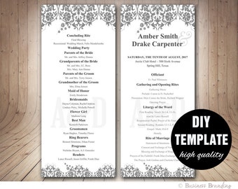 Printable Wedding Program Template DIY Instant DownloadBlack And White ProgramElegant Printable Wedding Program Template DIY Instant DownloadBlack And White ProgramElegant