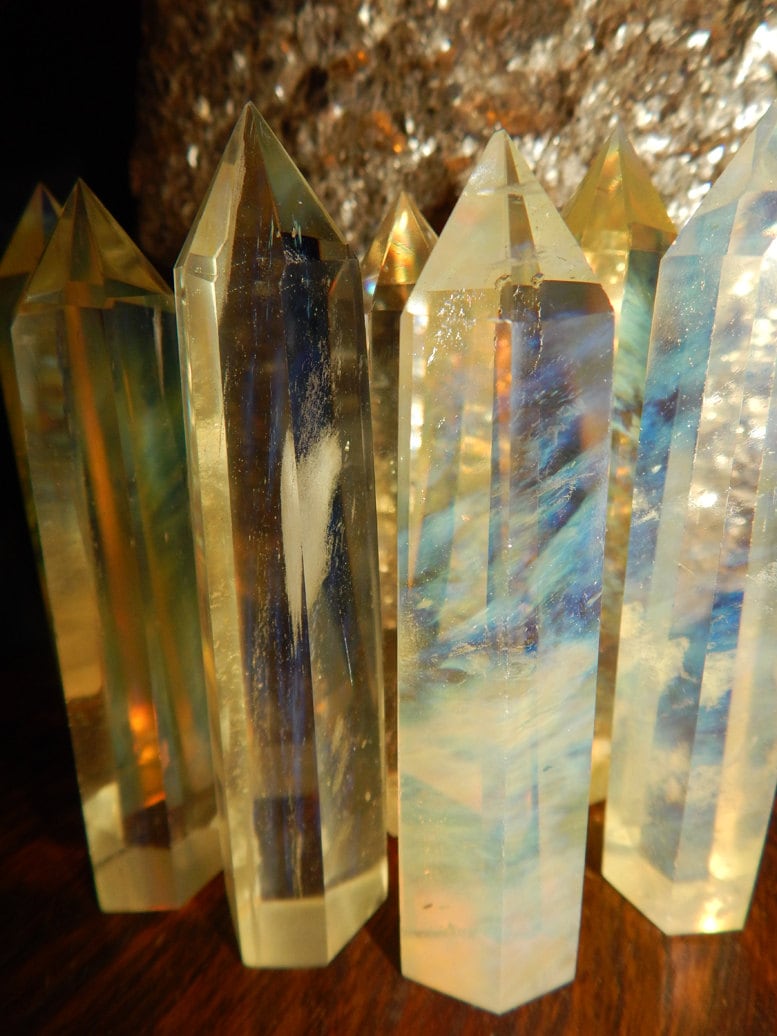 YELLOW SMELT QUARTZ Tower Yellow Smelt Quartz Gemstone Wand