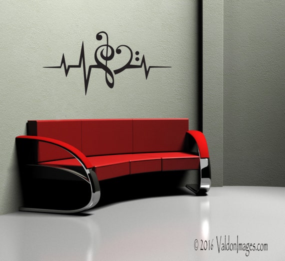Heartbeat music note wall decal music wall decal by ValdonImages