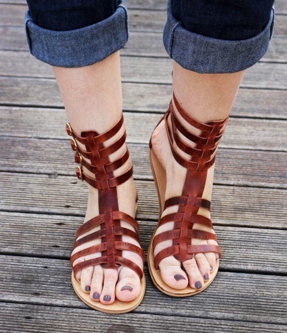Leather Sandals Gladiator High ankle Handmade leather