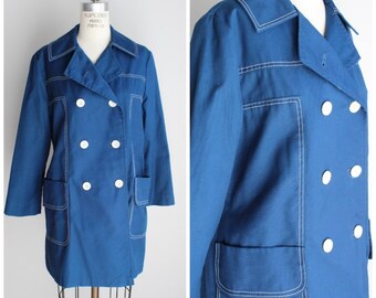 Vintage 1970s Blue Rain Jacket / Bonders Cotton Duck Jacket / Double Breasted Rain Coat / 70s Outerwear / Outer Wear / Weather Resistant