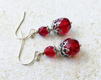 Red Earrings Ruby Earrings Ruby Red Earrings by SmockandStone