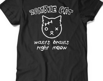 Funny Cute Cat Shirt Tee Kitten Lover T-Shirt T Tee Mens Women Ladies Kitty Birthday Gift Present Adoption Crazy Cat Lady Zombie Shirt Meow