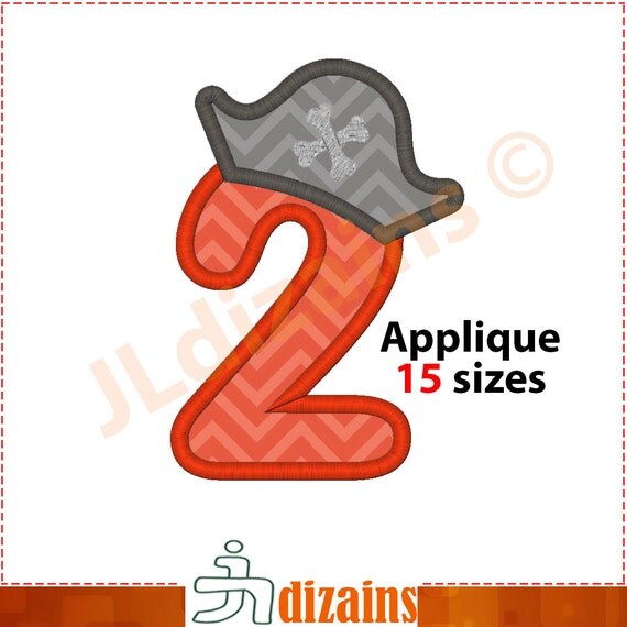 Pirate number two applique design. Machine embroidery by JLdizains