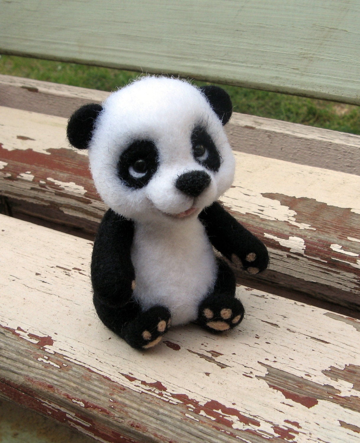 Felted Panda Bear Needle Felted Panda Toy Felt Organic toys