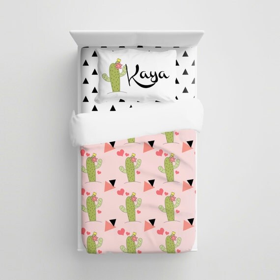 Custom Happy Cactus Kids Bedding Personalized Tribal kids