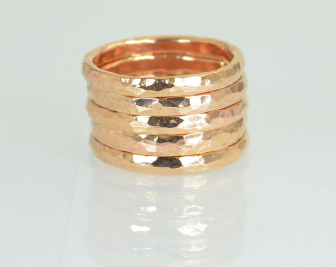 Super Thick Stackable 14k Rose Gold Filled Ring(s), Stack Ring, Rose Gold Ring, Hammered Ring, Thumb Ring, Alari, Stacking Ring, Simple Ring