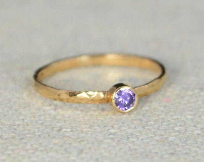 Classic Rose Gold Filled Amethyst Ring, Solitaire, Solitaire Ring, Rose Gold Filled, February Birthstone, Mothers Ring, Gold Band