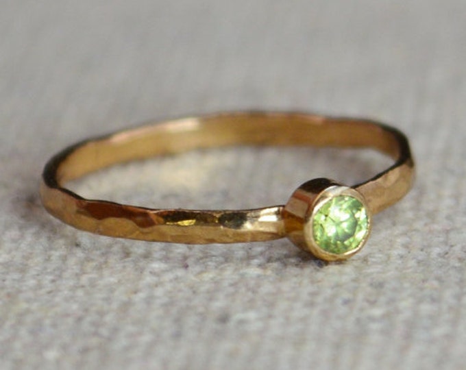 Classic Rose Gold Filled Peridot Ring, solitaire, solitaire ring, rose gold filled, August Birthstone, Mothers Ring, gold band, Band