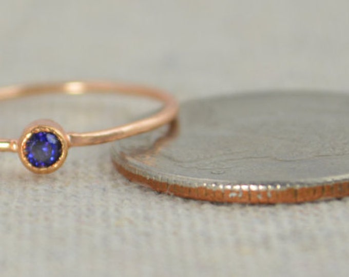 Sapphire Infinity Ring, Rose Gold Filled Ring, Stackable Rings, Mother's Ring, September Birthstone, Rose Gold Ring, Rose Gold Knot Ring