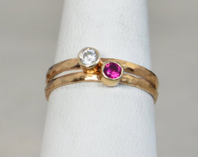 Grab 2 Classic 14k Rose Gold Filled Birthstone Ring, Gold solitaire, solitaire ring, 14k Rose gold filled, Birthstone, Mothers Ring, band