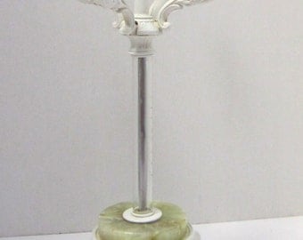 Shabby Chic White Candelabra Centerpiece Candle Holder with Onyx & Glass