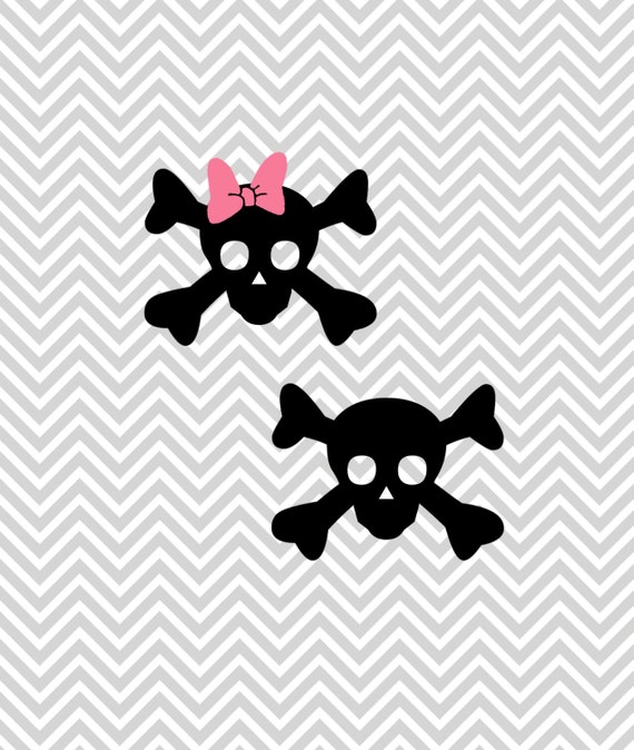 Download Halloween Skull and Skull Bow SVG DXF for Cricut Design