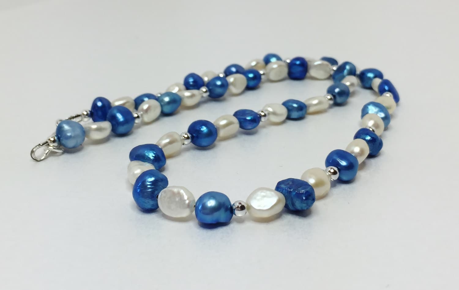 Royal Blue Pearl Necklace Genuine Cultured Pearls Blue Jewelry