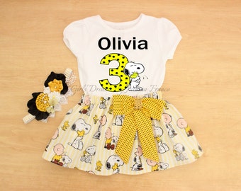 Snoopy Birthday Outfit, Snoopy Tutu, Personalized Snoopy Outfit, Snoopy Dress, Charlie Brown Birthday Tutu, Snoopy Shirt,Charlie Brown Shirt