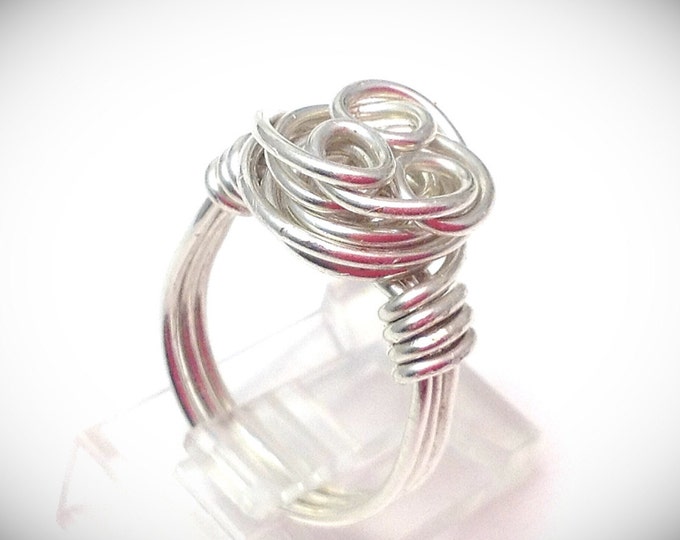 Silver ring - Sterling silver wire wrapped loop ring