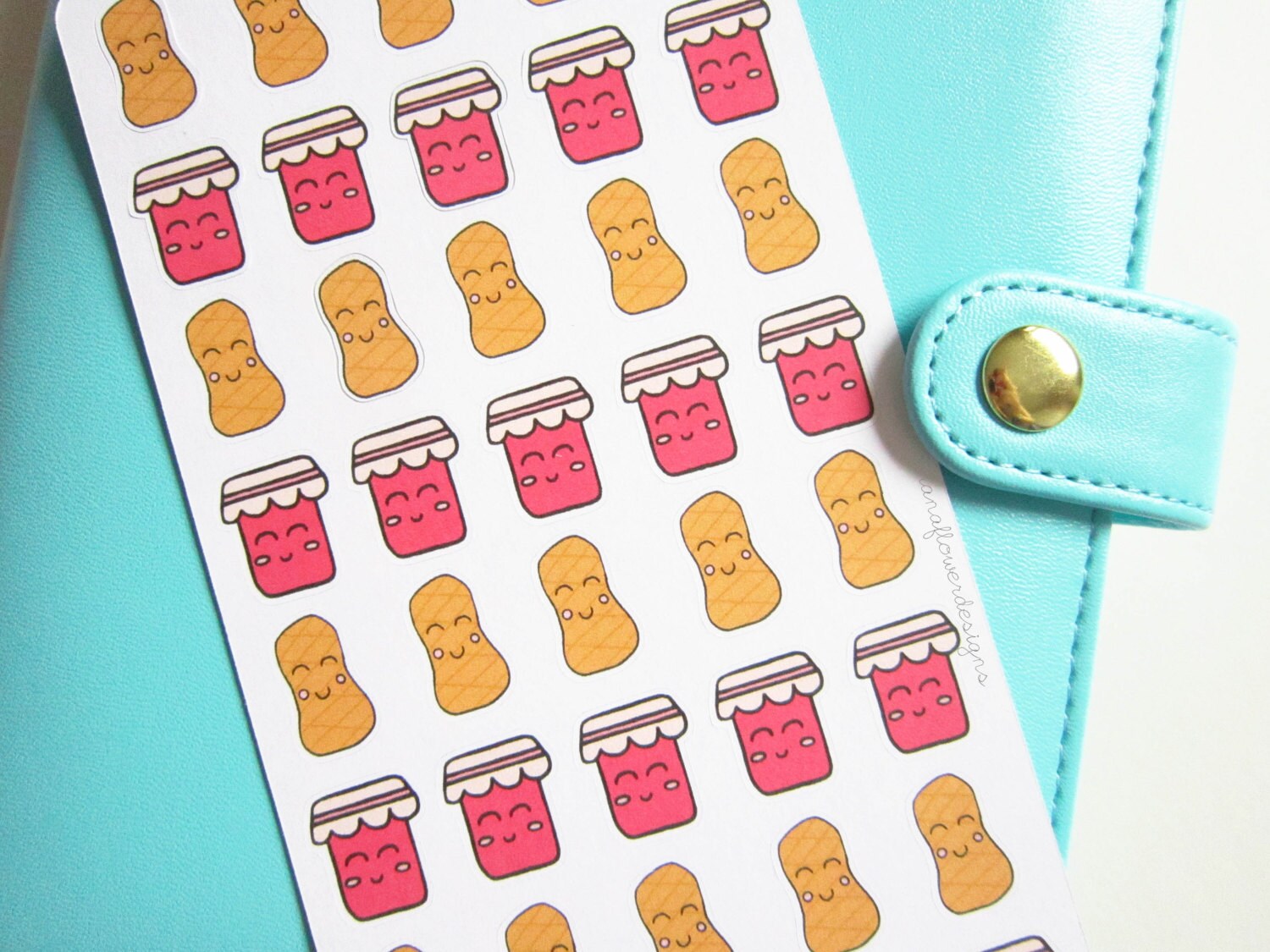 Cute peanut butter and jelly planner stickers by hanaflowerdesigns