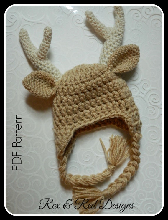 Crochet Baby Buck Antler Hat PDF PATTERN ONLY