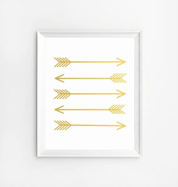 Gold Wall Art Arrow wall Decor Gold Arrow Art Print Arrow