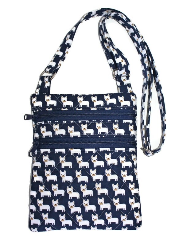 Quilted French Bulldog Purse Crossody Purse Frenchie Fabric