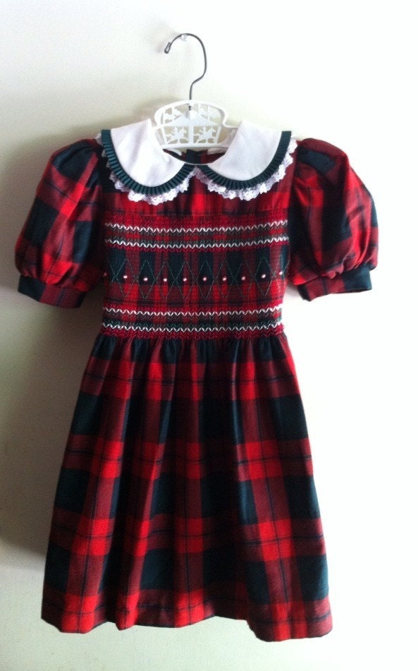 smocked plaid christmas dress