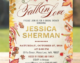 Fall in love bridal shower invitation, Fall bridal shower invitation,, falling in love bridal shower invitation, rustic bridal shower