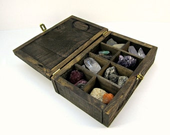 Made to Order: Stained Pallet Wood Jewelry Box with Compartments - Rustic Wooden Box with Dividers - Unique Craft Storage - Collector's Box