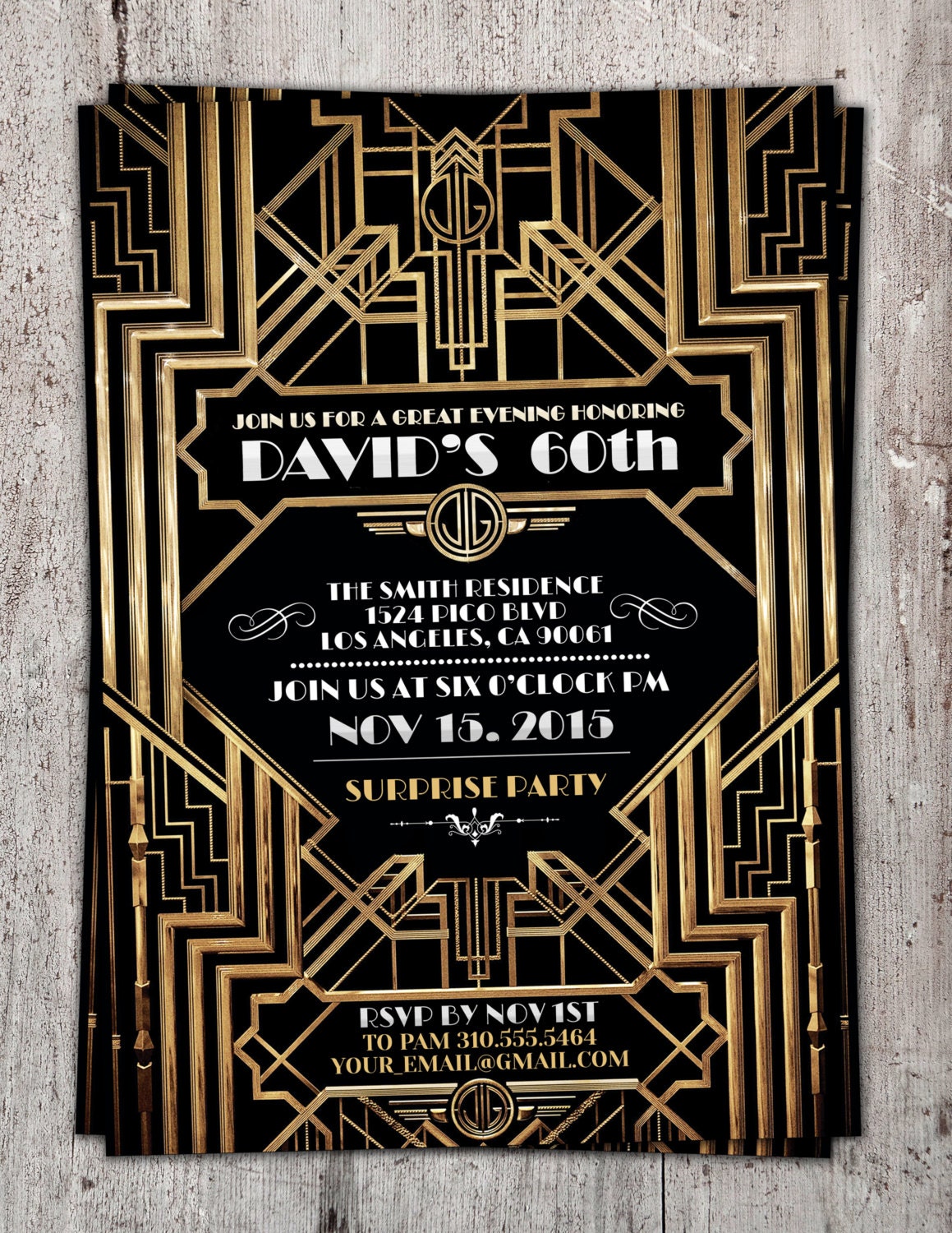 Great Gatsby birthday invitation, Roaring 20's, Hollywood film theme ...