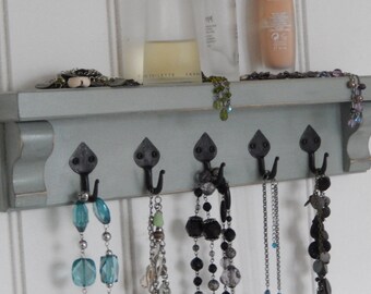 Jewellery Organiser, Jewellery Display, Necklace Hanger, Jewellery Rack, Key Shelf, Shelf with Hooks, Gift, Anniversary Gift, Wedding Gift,