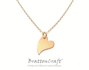 Matte Gold Heart Necklace - Gold Valentine Necklace - Heart Necklace - Heart Jewelry - Mother's Day Jewelry - Epsteam