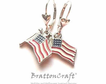 American Flag Earrings - USA Flag Earrings - Patriotic Earrings - Flag Earrings - Red, White and Blue Earrings