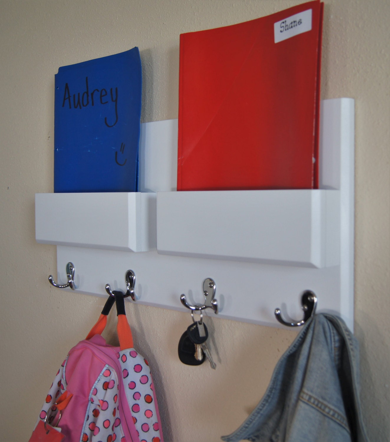 Coat Hooks Backpack Hooks Mail Storage by MidnightWoodworks