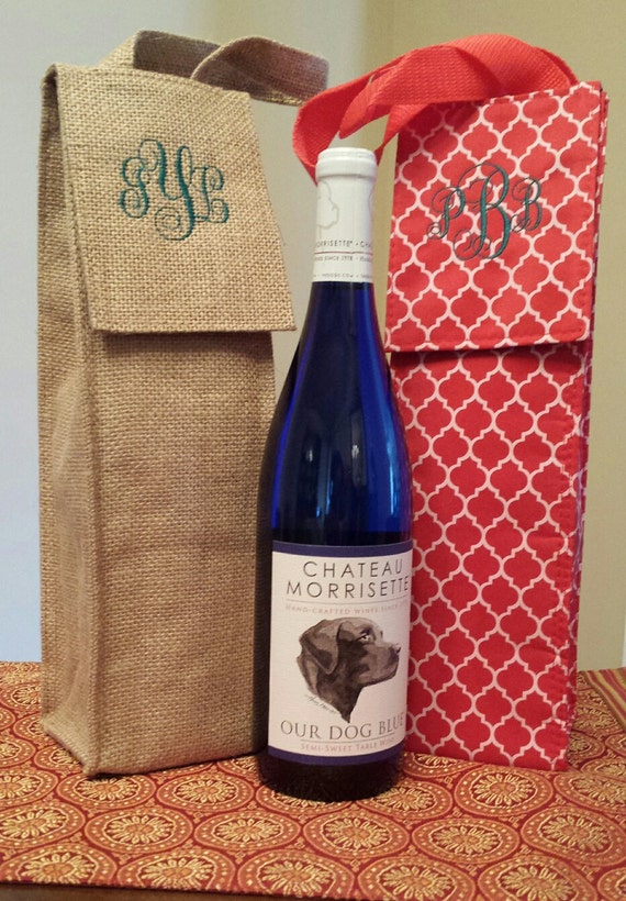 monogrammed insulated wine tote