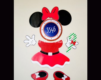 Christmas Minnie with Glitter Dress Magnet for Disney Cruise Door