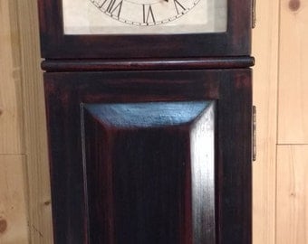 Isaac Youngs 1840 Shaker Wall Clock in Antique Black Over Salem Red