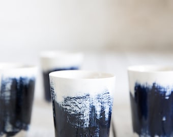 Ceramic coffee cups, Set Of 4 Ceramic mugs, Unique Coffee Mug, Modern Pottery Cups, Blue Cups, Wedding Gift, Housewarming Gift