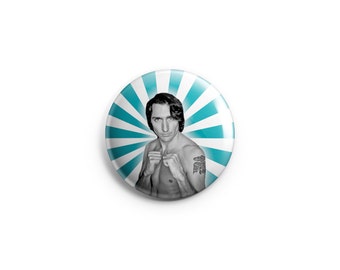 Justin Trudeau button or magnet, Trudeau pin, Justin badge, Canadiana stocking stuffer, Canadian politics, famous Canadians, prime minister