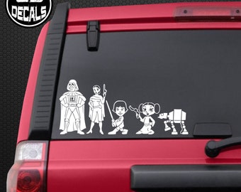 Star Wars Stick Figure Family Car Window Vinyl Decals