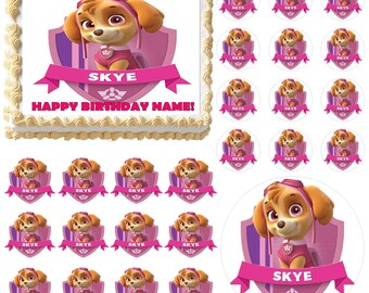 PAW PATROL SKYE Edible Cake Topper Image Frosting Sheet Cake Decoration Many Sizes!