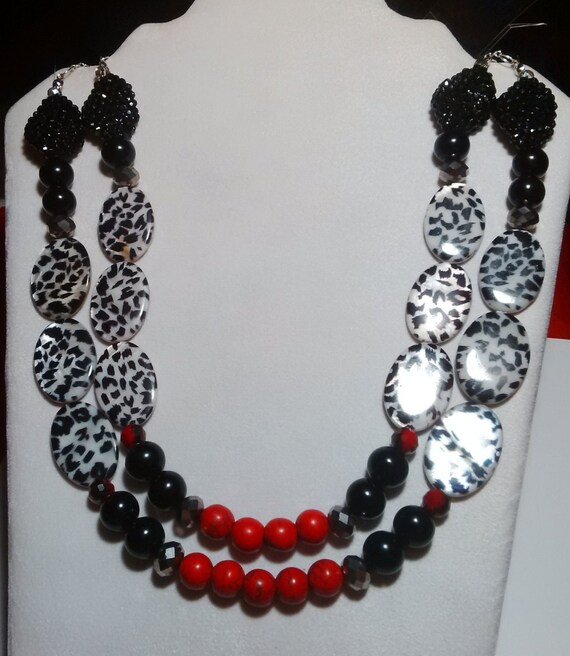 zebra necklace animal print necklace double strand by designmefab