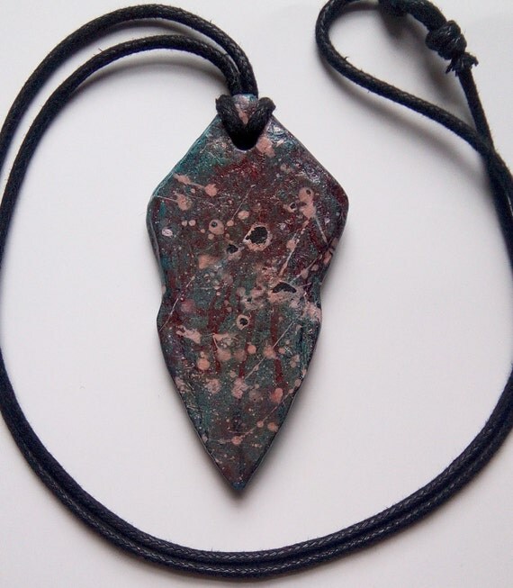Hand Painted Soapstone Necklace Arrowhead Necklace by TERelics