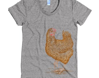 Farm Animal T Shirt - Chicken Tee Shirt - Animal Lover TShirt - Hen Tee - Women's American Apparel T Shirt - Item 1001