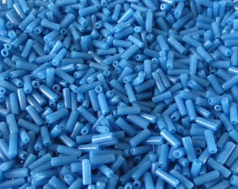8x2.5mm Blue Opal Vintage Italian Murano Glass Bugle Beads 20 Grams (CS201)