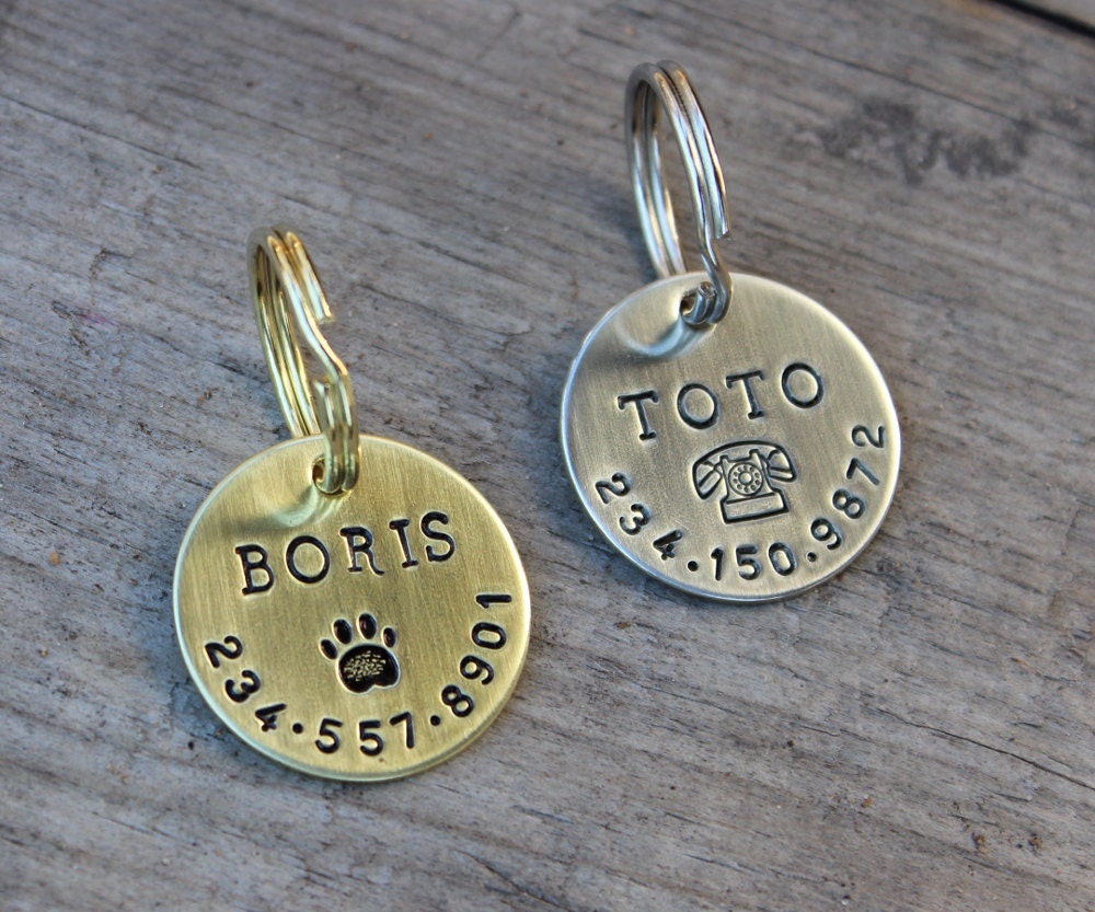 Personalized dog ID tag Hand stamped disk