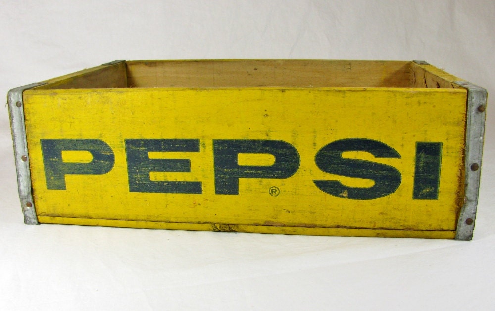 Vintage PEPSI COLA YELLOW Crate / Wood Soda Pop Bottle Crate – Haute Juice