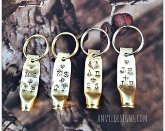 Bullet Keychain, Bullet Jewelry, Bullet Casing, Bullet Shell, Personalized Bullet, Custom Key Ring, Stamped Bullet, Boyfriend, Guys Key Ring